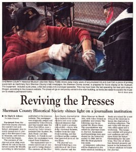 Reviving The Presses - An article in The Dalles Chronicle on the Sherman County Historical Museum