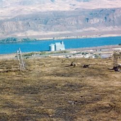 View from the Rufus Cemetery, Rufus, Oregon. after a range fire in 1977.