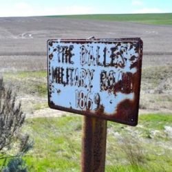 Photo of sign marking the Dalles Military Road.